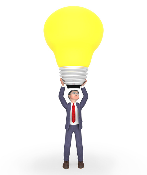 L'uomo d'affari Idea rappresenta lampadina e personaggio 3d Renderin
 - Foto, immagini