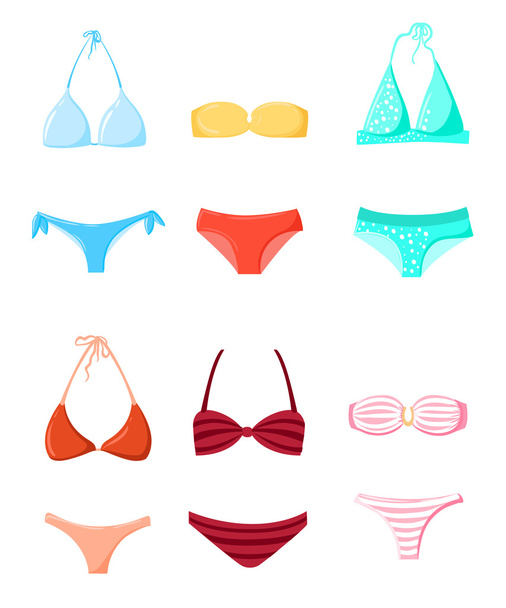 Strój kąpielowy stroje kąpielowe letnie wakacje ector Bikini zestaw sylwetki - Wektor, obraz