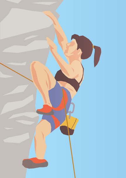 Illustration of climber on the rock - Vector, Image