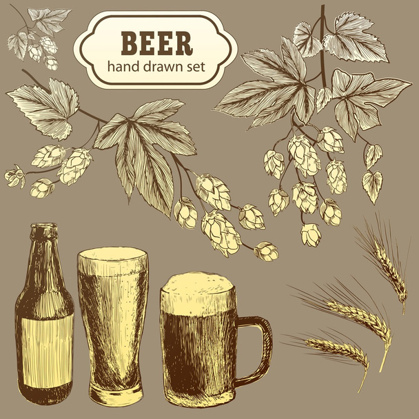 Vector set of vintage brewery elements. - Vektor, kép