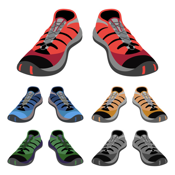 Colored sneakers shoes set - ベクター画像