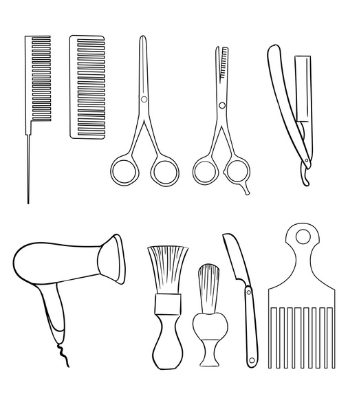 Barber Set of Shop Elements and Shave Icons Illustration hairdresser - Vector, Image