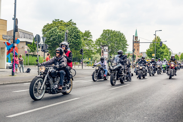 Berlin, Germany - May 28, 2016: Motorcycle parade in Berlin against violance - Photo, image