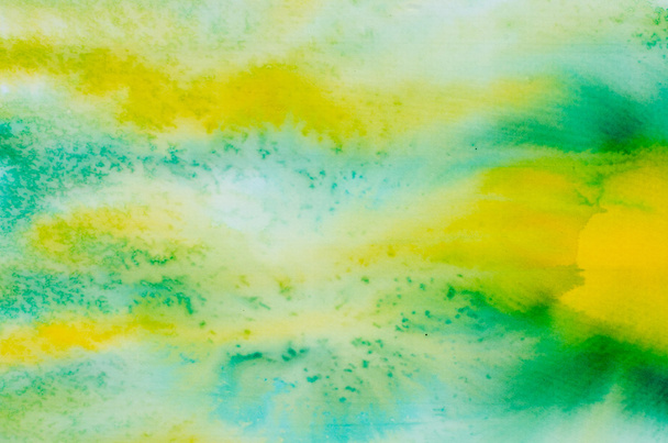 acuarela verde y amarillo pintado textura de fondo
  - Foto, Imagen