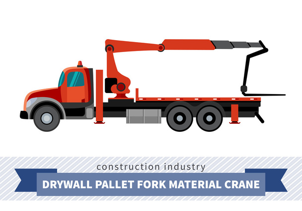 Drywall pallet fork material crane - Vector, Image