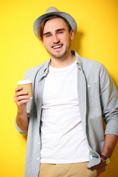 man with cup of coffee - Zdjęcie, obraz