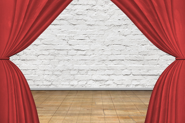 vörös függönyök színpadon - Fotó, kép