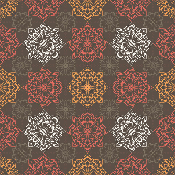 Ethnic floral seamless pattern - Vektör, Görsel