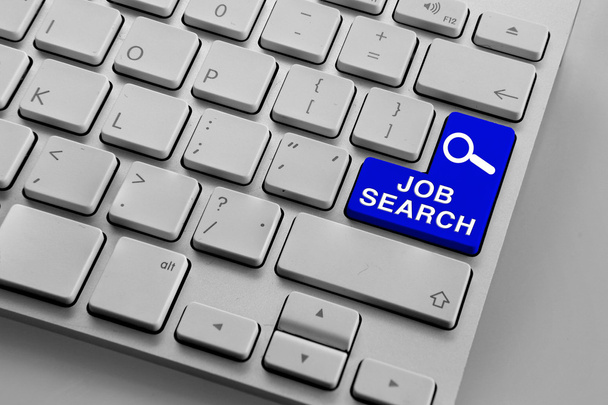 Computer keyboard with blue job search button - Φωτογραφία, εικόνα