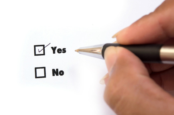 Yes and No check boxes, check Yes - Photo, Image