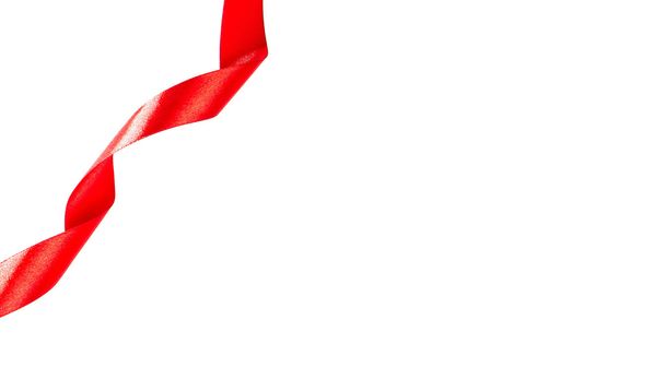 red ribbon isolated on white background  - Φωτογραφία, εικόνα