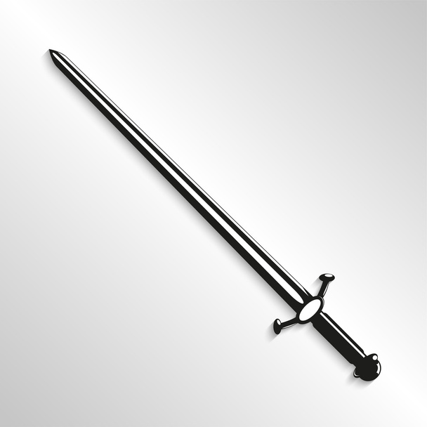 Sword. Vector illustration. Black and white view. - Vetor, Imagem