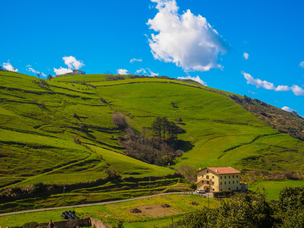 Paese basco, flysch zumaia casa in verde valle
 - Foto, immagini