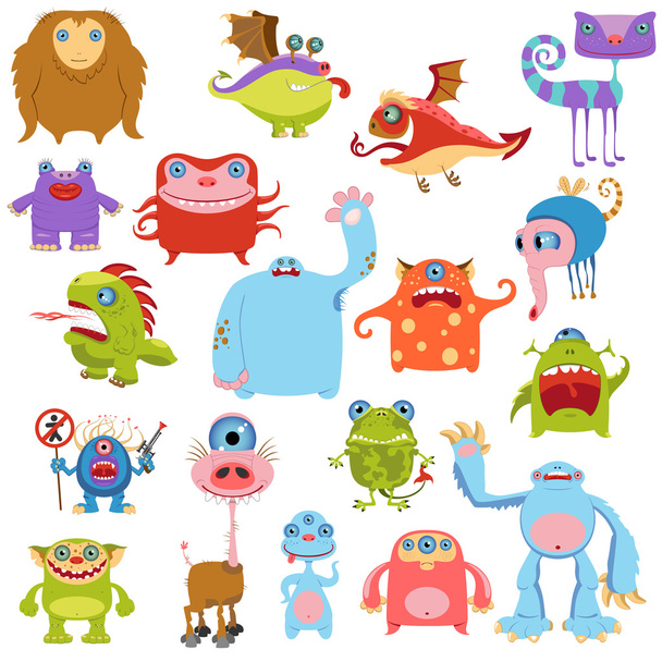 Cartoon cute monsters set - Vector, Image