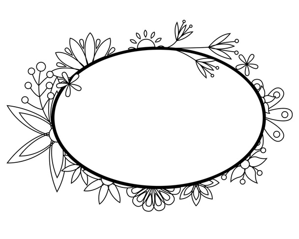 Banner with flowers black and white - Вектор,изображение