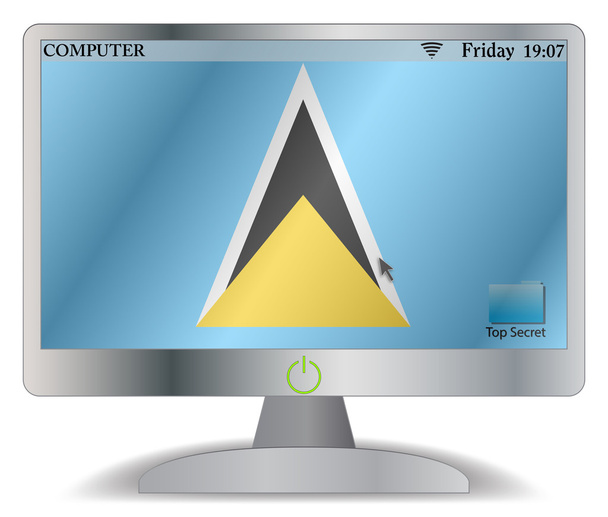St. Lucia computerscherm met op knop - Vector, afbeelding