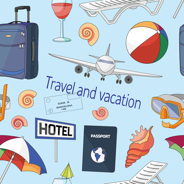Travel and vacation pattern - Вектор,изображение