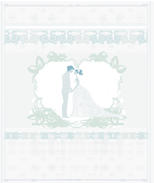 Elegante bruiloft uitnodiging met bruidspaar - Vector, afbeelding