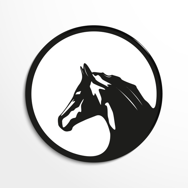 Horse's head. Vector illustration. Black and white view. - Vector, imagen
