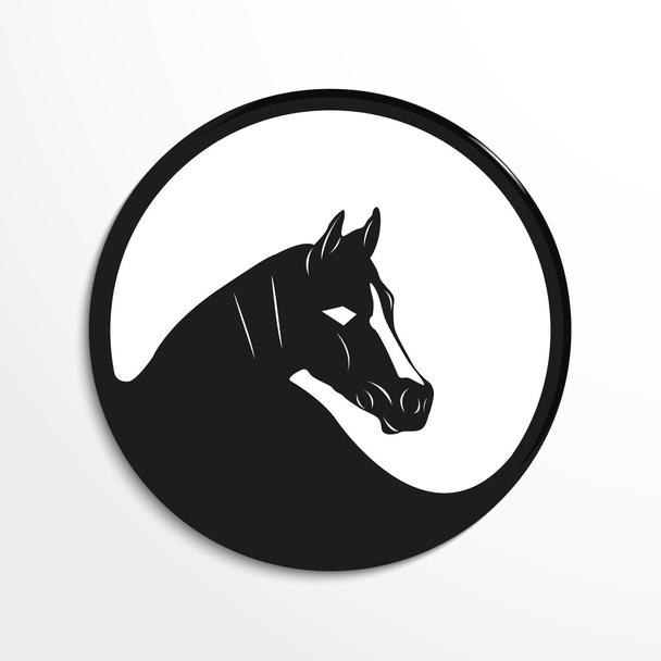 Horse's head. Vector illustration. Black and white view. - Vector, imagen