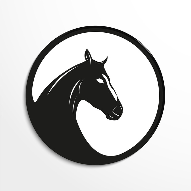 Horse's head. Vector illustration. Black and white view. - Вектор,изображение