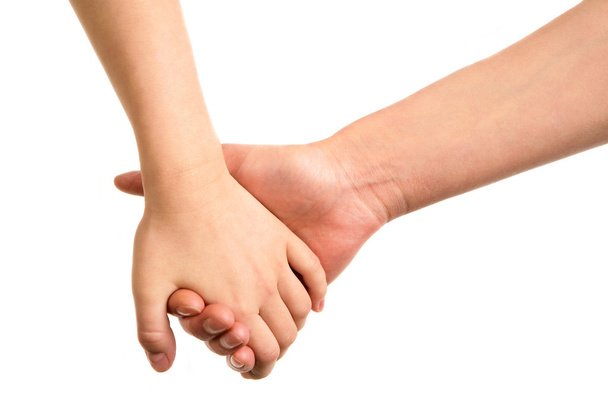 Äiti ja lapsi pitävät kädestä
 - Valokuva, kuva