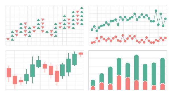  Set of flat graphs and charts with a grid - Vector, Image