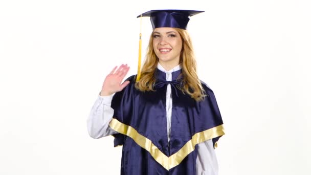 Diplomával ügyesen integetett Hello. Fehér - Felvétel, videó