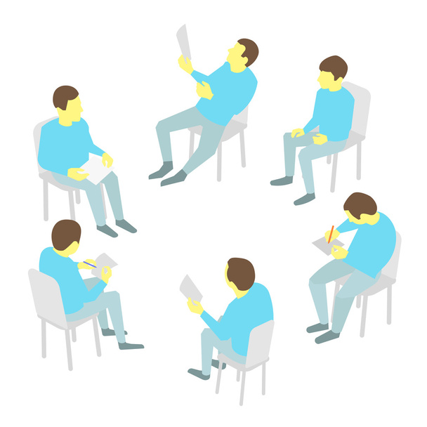Skupina podniků. Pět lidí týmové setkání konference - Vektor, obrázek