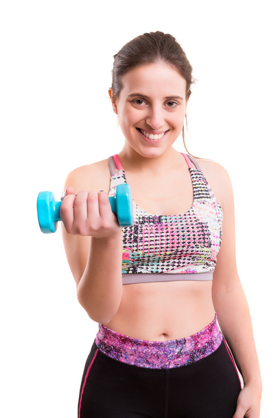 Mujer haciendo ejercicio con pesas
 - Foto, Imagen