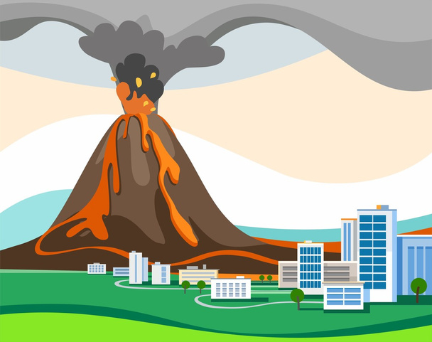 The eruption of the volcano, colored picture, vector.  - Vector, imagen