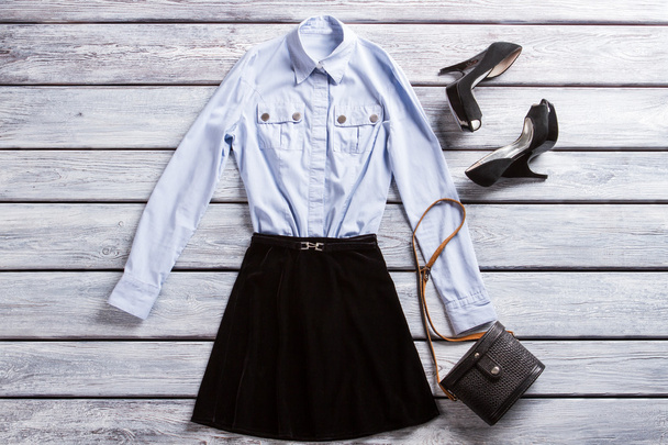 Light blue shirt and heels. - Photo, Image