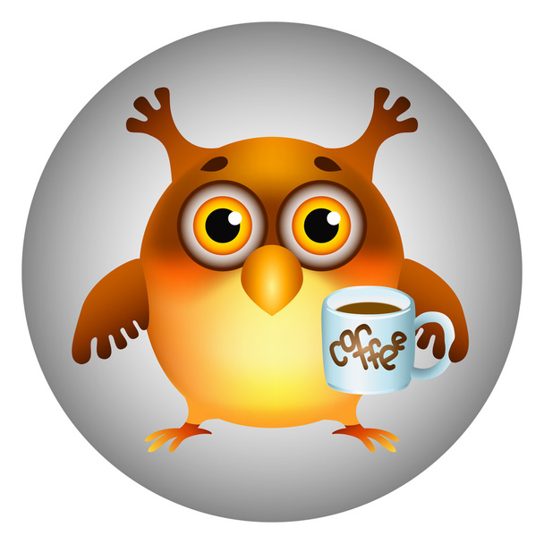 フクロウ カップ コーヒー - ベクター画像
