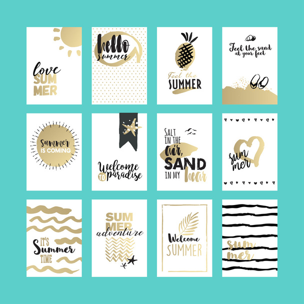 Set of hand drawn summer cards and banners - Vector, Image