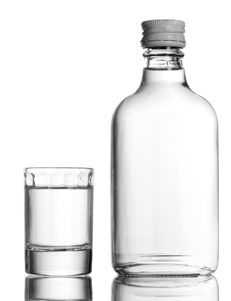 Bottle of vodka and wineglass isolated on white - Fotografie, Obrázek