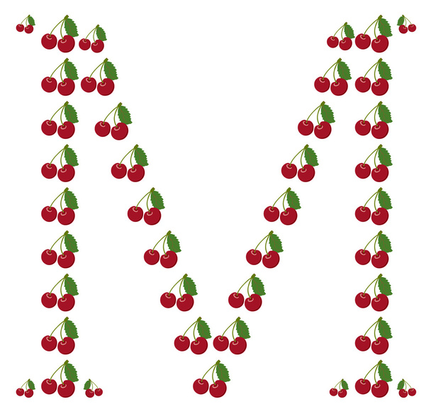 Letter - M made from cherry - Vector, Imagen