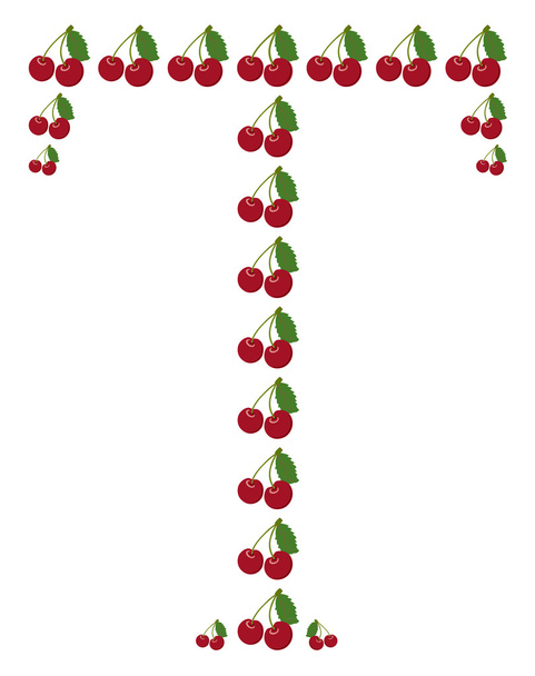 Letter - T made from cherry - Διάνυσμα, εικόνα
