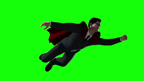 επιχειρηματίας που πετούν πάνω από τη μητρόπολη ως Superman καταστήσει 3d - Πλάνα, βίντεο