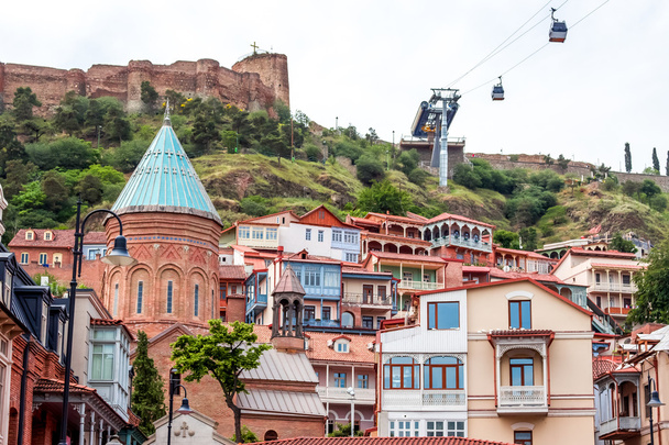 Hagyományos fa faragás erkéllyel, a régi város, Tbiliszi, Rep - Fotó, kép