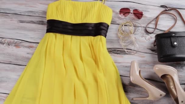 Yellow dress, purse and shoes. - Footage, Video