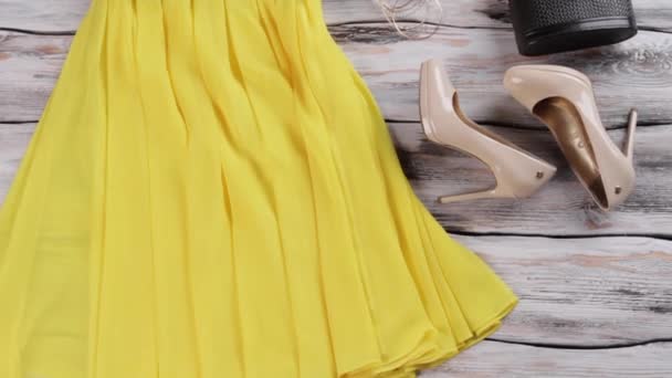 Yellow dress and heel shoes. - Footage, Video