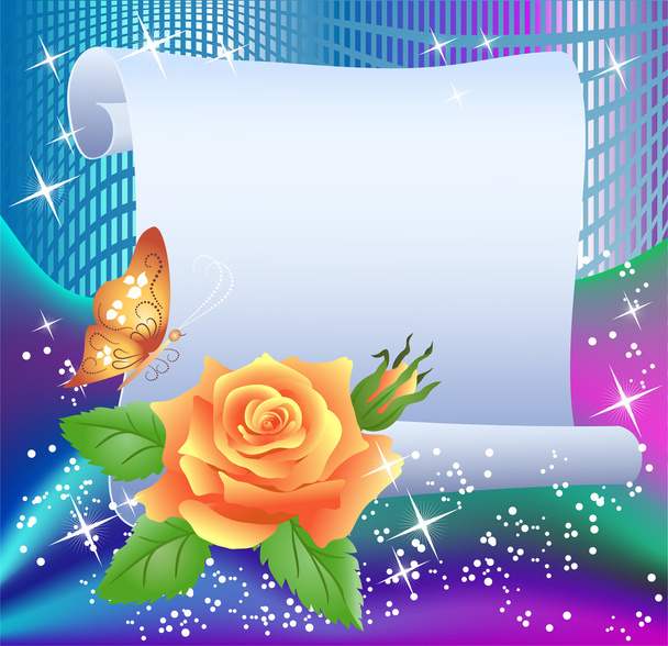 Magic background with paper and rose - Vector, imagen