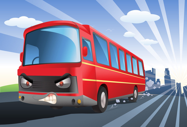 Roter Bus überschreitet Tempolimit - Foto, Bild