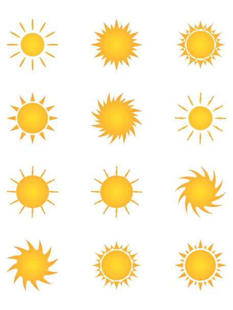 set van zonnen pictogrammen - Vector, afbeelding