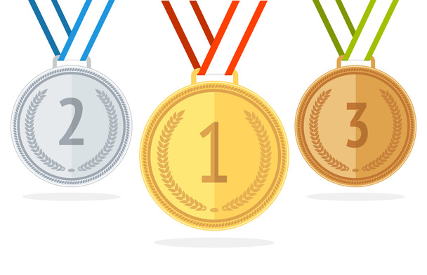 Medal Set. Flat Style. Vector - Vector, afbeelding