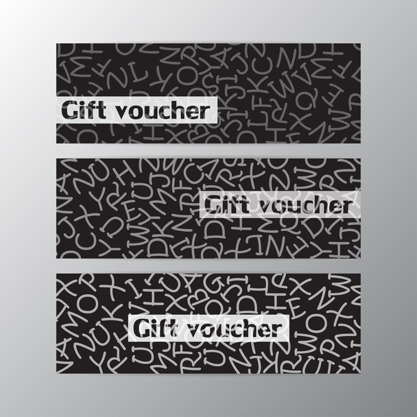 Set of vector flyers. Black background with letters. Alphabet. A - Vektör, Görsel