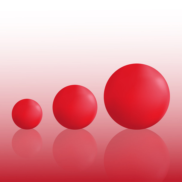 Three volumetric red ball. Isolated objects. Realistic objects w - Vektor, obrázek
