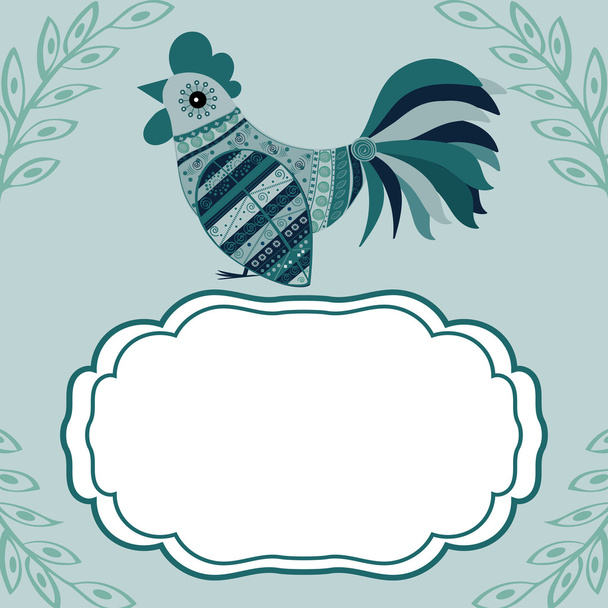 Cock bird ethnic pattern - Vector, afbeelding