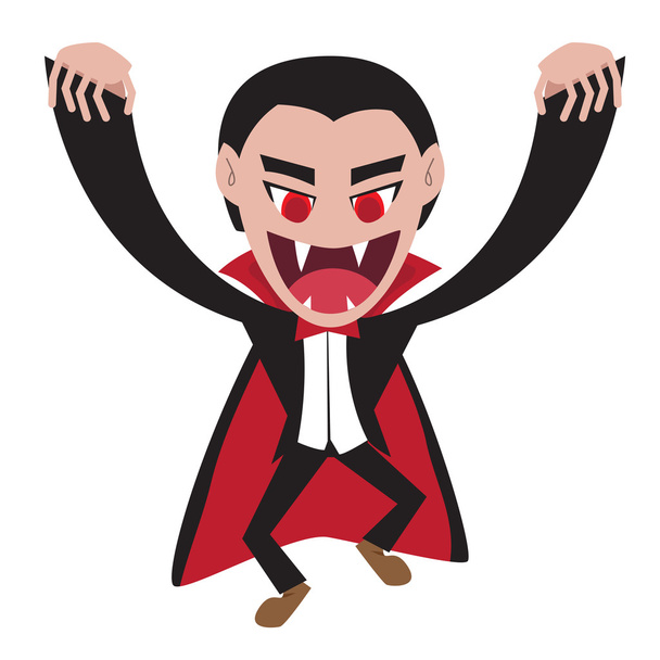 Dracula mit Umhang im flachen Stil, Vektorcharakter - Vektor, Bild
