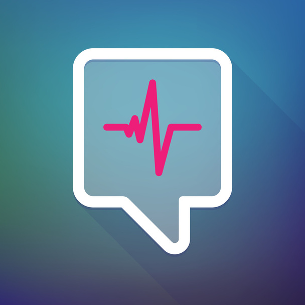 Long shadow tooltip icon on a gradient background  with a heart  - Vector, Image